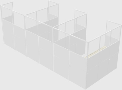 Shared l-shaped cubicle