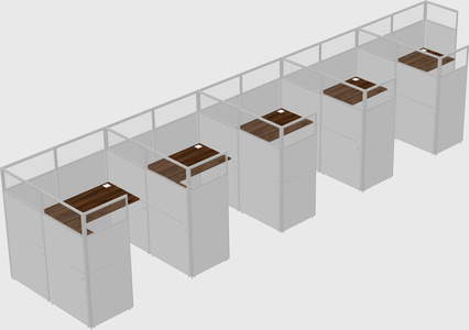 Shared l-shaped cubicle