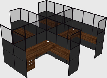 Shared l-shaped cubicle