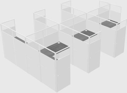 Shared l-shaped cubicle