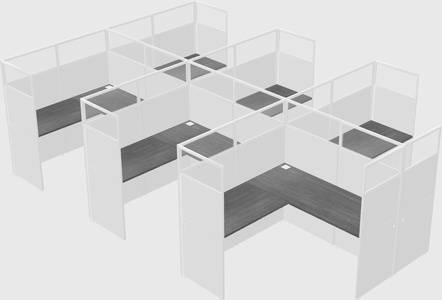 Shared l-shaped cubicle