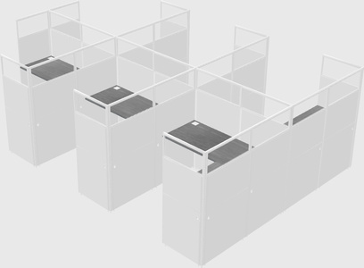 Shared l-shaped cubicle