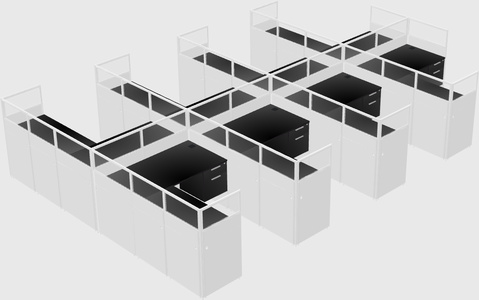 Shared l-shaped cubicle