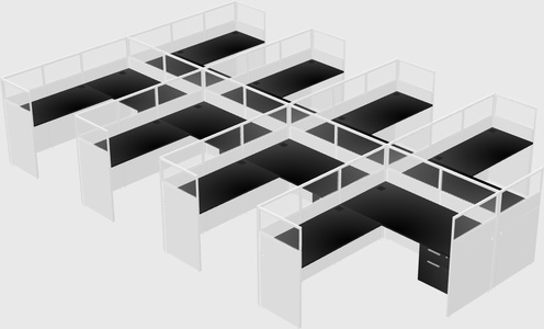 Shared l-shaped cubicle
