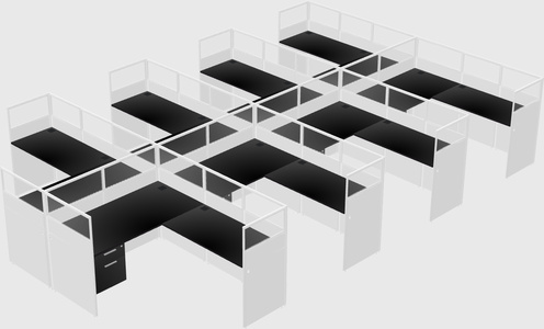 Shared l-shaped cubicle