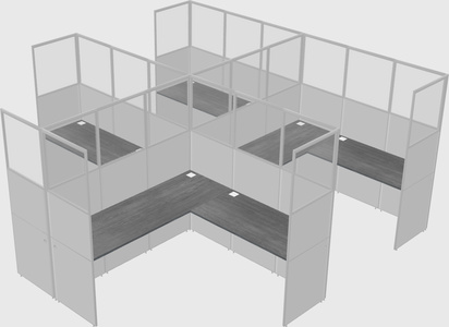 Shared l-shaped cubicle