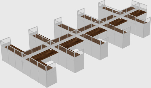 Shared l-shaped cubicle