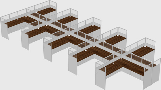 Shared l-shaped cubicle