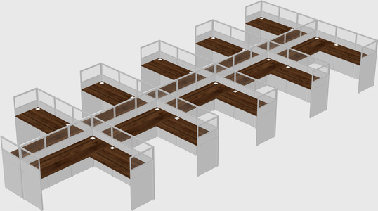 Shared l-shaped cubicle