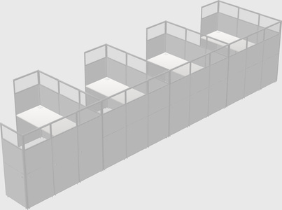 Shared l-shaped cubicle