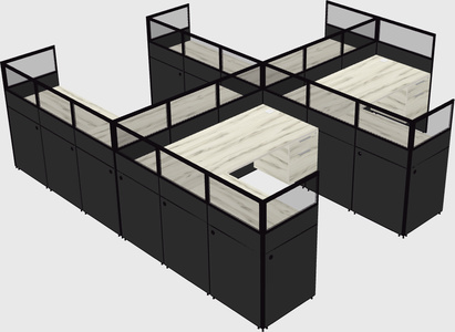 Shared l-shaped cubicle