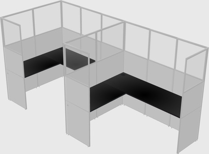 Shared l-shaped cubicle