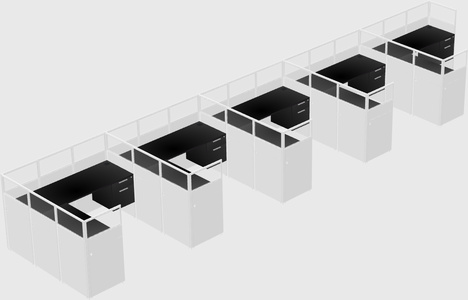Shared l-shaped cubicle