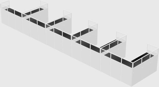 Shared l-shaped cubicle