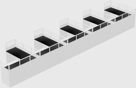 Shared l-shaped cubicle