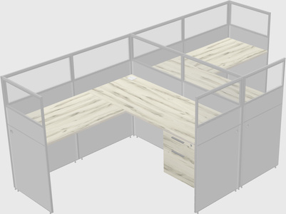 Shared l-shaped cubicle