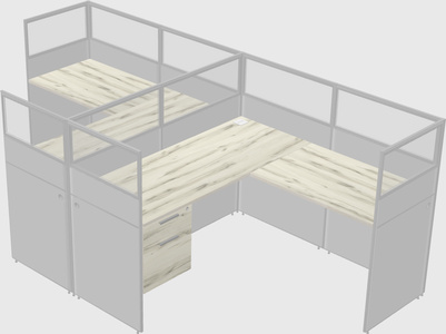 Shared l-shaped cubicle