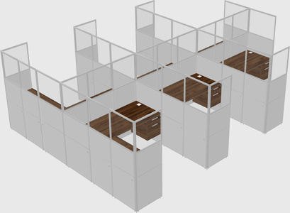 Shared l-shaped cubicle
