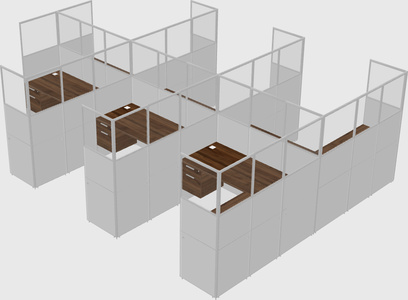 Shared l-shaped cubicle