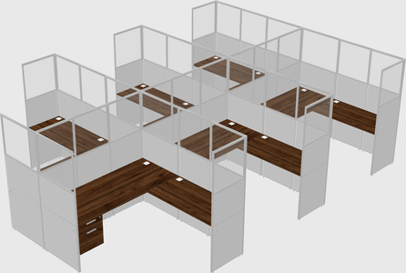 Shared l-shaped cubicle