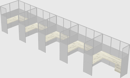 Shared l-shaped cubicle