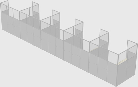 Shared l-shaped cubicle