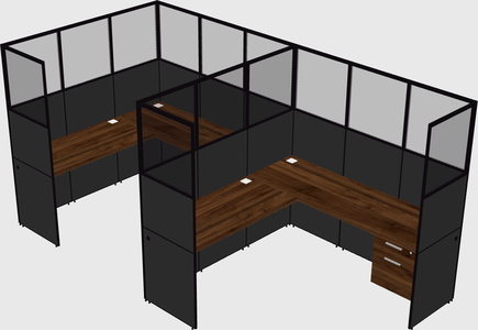 Shared l-shaped cubicle
