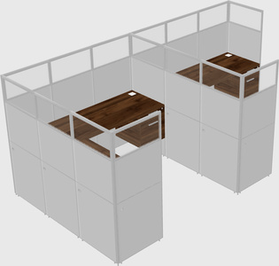 Shared l-shaped cubicle