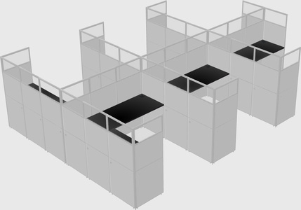 Shared l-shaped cubicle