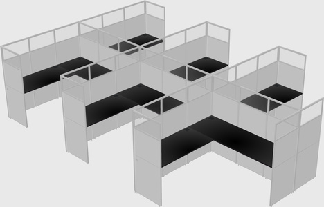 Shared l-shaped cubicle