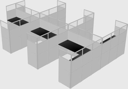 Shared l-shaped cubicle