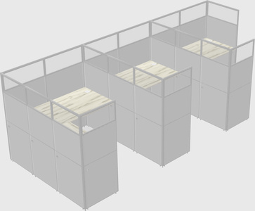 Shared l-shaped cubicle