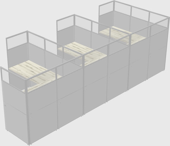 Shared l-shaped cubicle