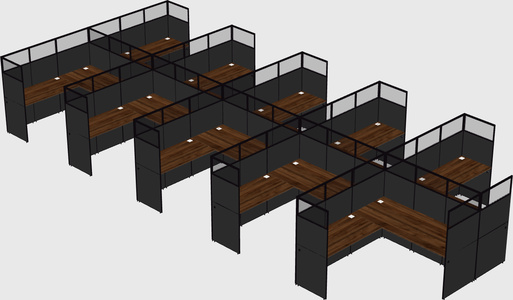 Shared l-shaped cubicle