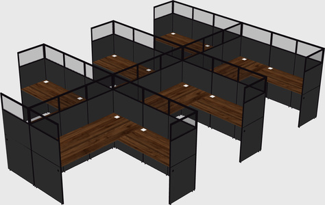 Shared l-shaped cubicle