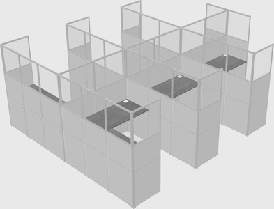 Shared l-shaped cubicle