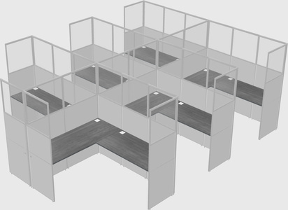Shared l-shaped cubicle
