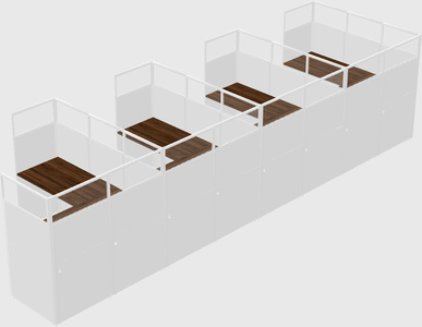 Shared l-shaped cubicle