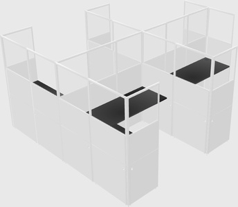 Shared l-shaped cubicle