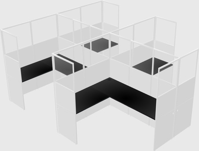 Shared l-shaped cubicle