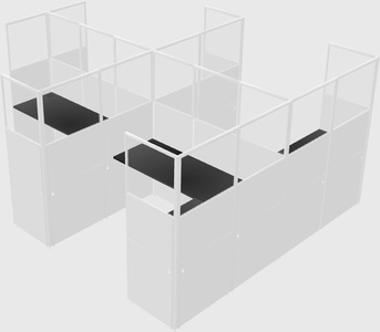 Shared l-shaped cubicle