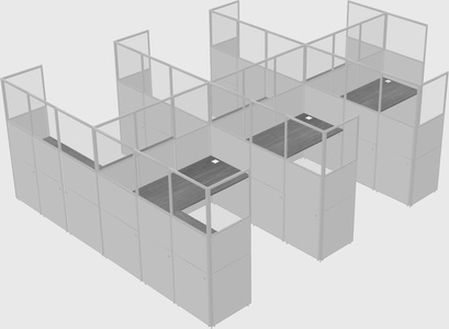 Shared l-shaped cubicle