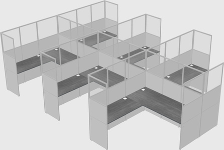 Shared l-shaped cubicle