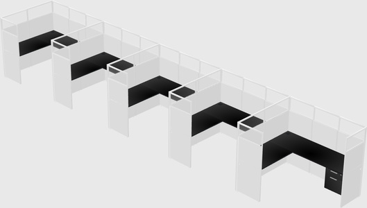 Shared l-shaped cubicle