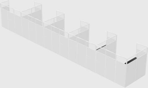 Shared l-shaped cubicle