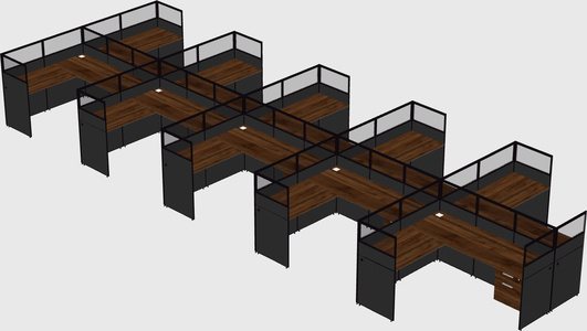 Shared l-shaped cubicle