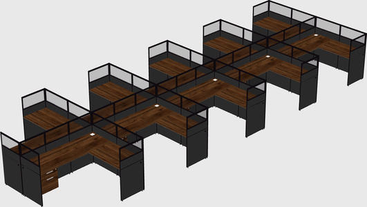 Shared l-shaped cubicle