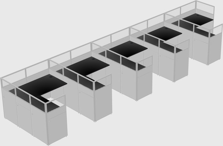 Shared l-shaped cubicle