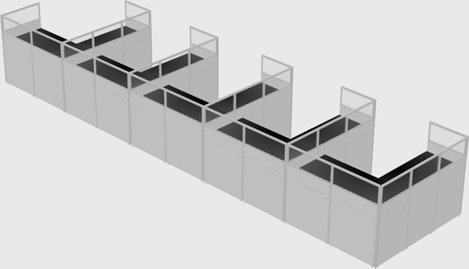 Shared l-shaped cubicle