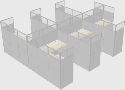 Shared l-shaped cubicle